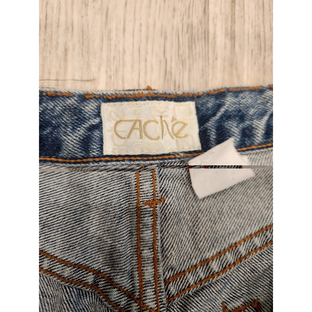 VTG Cache Sz 10 Embroidered Floral Y2K Bohemian Hippie Womens Button Fly Jeans - Picture 8 of 13